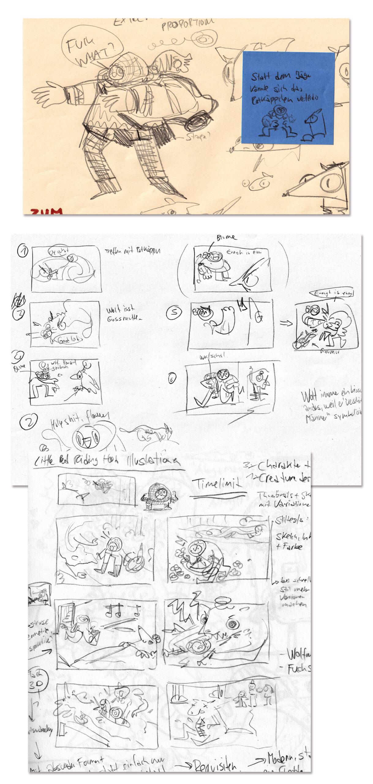 Rotkäppchen Bildergeschichte Prozess